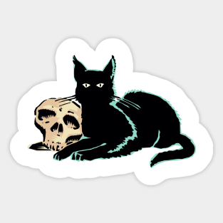 Skull and cat Sticker